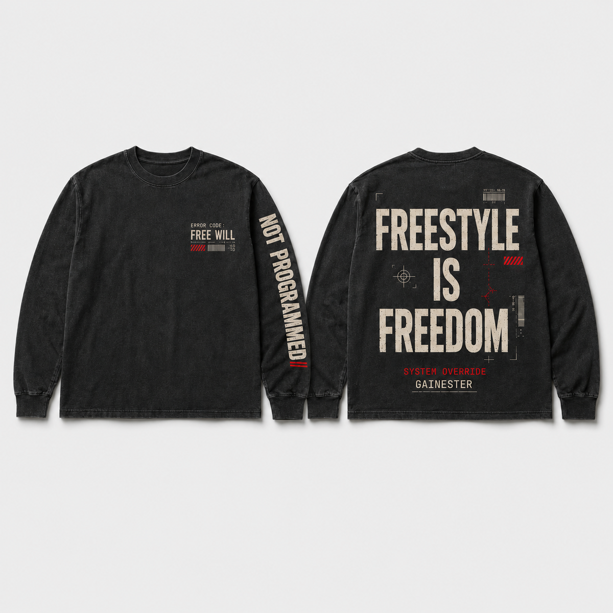 HE Freestyle Is Freedom LS Tee | Acid Wash