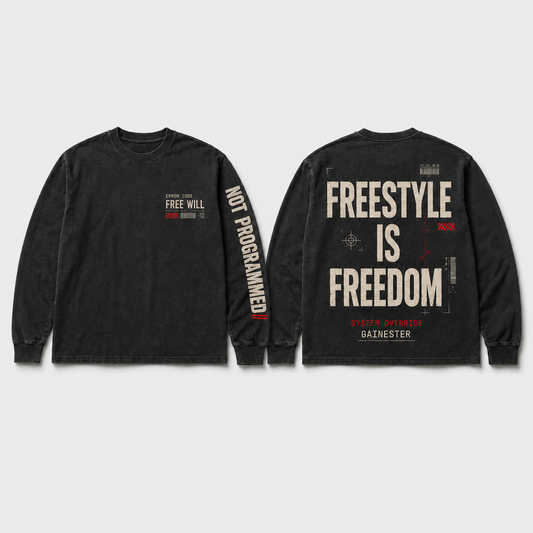 HE Freestyle Is Freedom LS Tee | Acid Wash